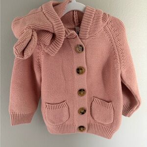 Source Unknown Pink Knit Hooded Cardigan Jacket for Kids